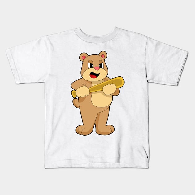 Bear Baseball Baseball bat Kids T-Shirt by Markus Schnabel